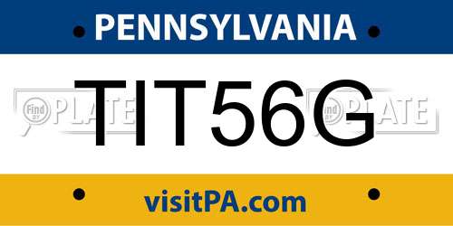 TIT56G Pennsylvania License Plate