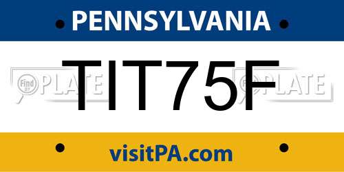 TIT75F Pennsylvania License Plate