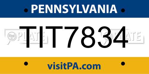 TIT7834 Pennsylvania License Plate