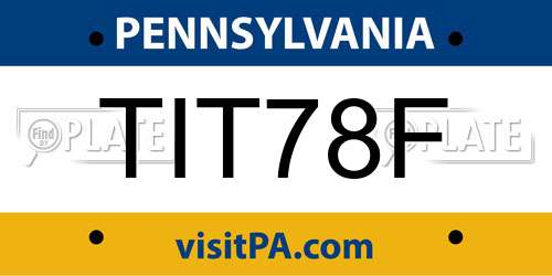 TIT78F Pennsylvania License Plate