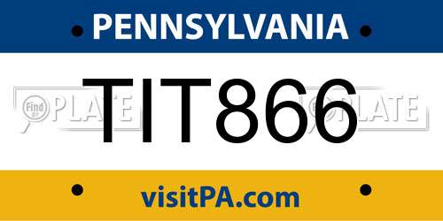 TIT866 Pennsylvania License Plate
