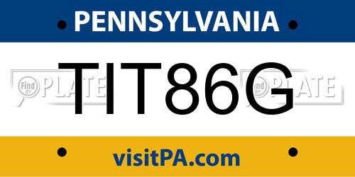 TIT86G Pennsylvania License Plate