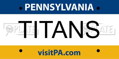 TITANS Pennsylvania License Plate
