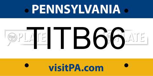 TITB66 Pennsylvania License Plate