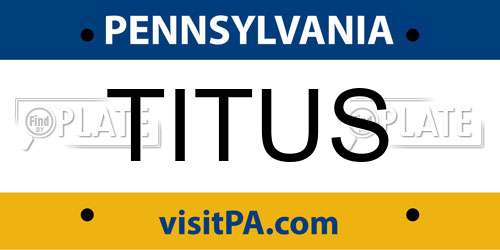 TITUS Pennsylvania License Plate