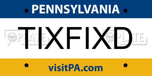 TIXFIXD Pennsylvania License Plate