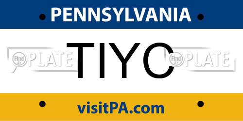 TIYC Pennsylvania License Plate
