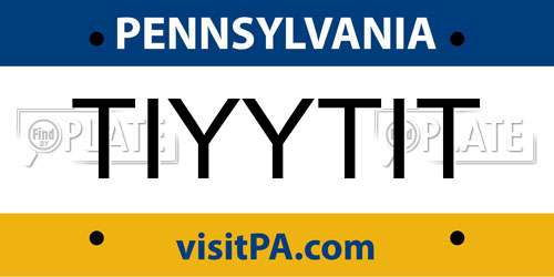 TIYYTIT Pennsylvania License Plate