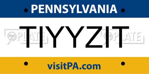 TIYYZIT Pennsylvania License Plate