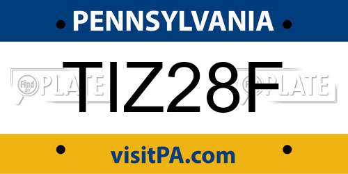 TIZ28F Pennsylvania License Plate