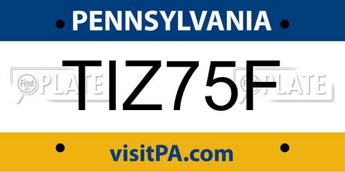 TIZ75F Pennsylvania License Plate