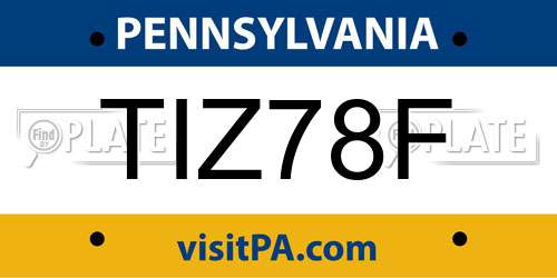 TIZ78F Pennsylvania License Plate