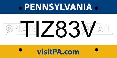TIZ83V Pennsylvania License Plate