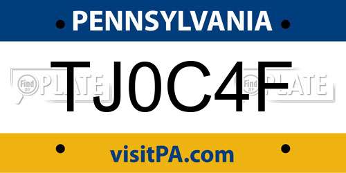 TJ0C4F Pennsylvania License Plate