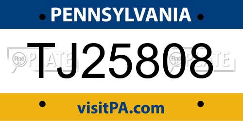 TJ25808 Pennsylvania License Plate