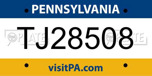 TJ28508 Pennsylvania License Plate