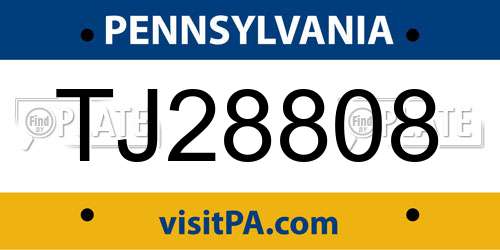 TJ28808 Pennsylvania License Plate