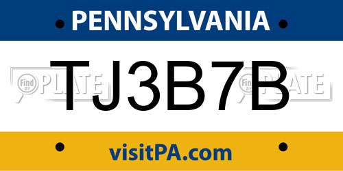 TJ3B7B Pennsylvania License Plate