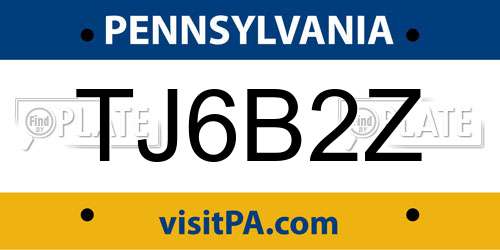 TJ6B2Z Pennsylvania License Plate