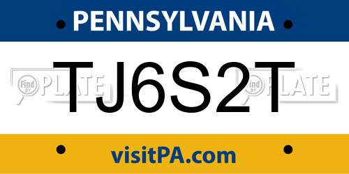 TJ6S2T Pennsylvania License Plate