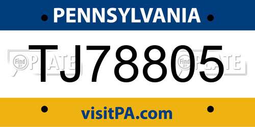TJ78805 Pennsylvania License Plate