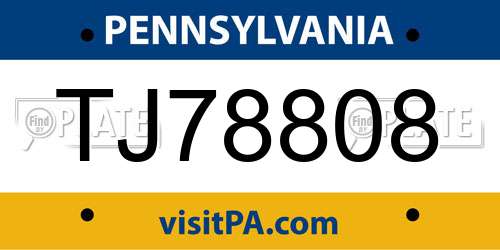 TJ78808 Pennsylvania License Plate