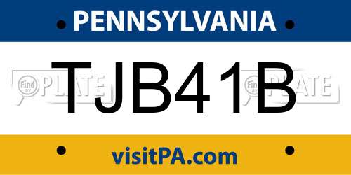 TJB41B Pennsylvania License Plate