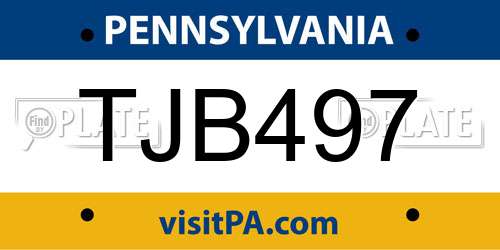 TJB497 Pennsylvania License Plate