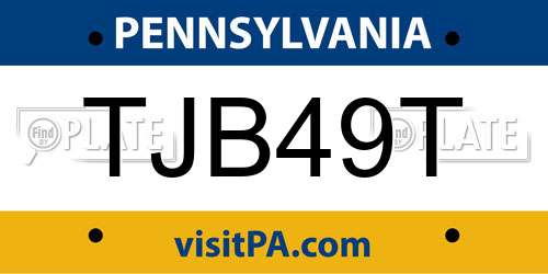 TJB49T Pennsylvania License Plate
