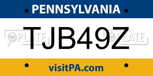 TJB49Z Pennsylvania License Plate
