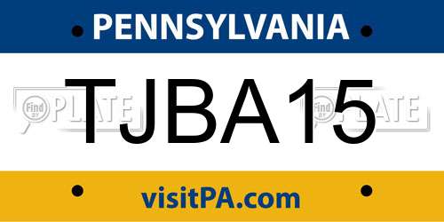 TJBA15 Pennsylvania License Plate