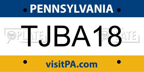 TJBA18 Pennsylvania License Plate