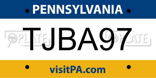 TJBA97 Pennsylvania License Plate