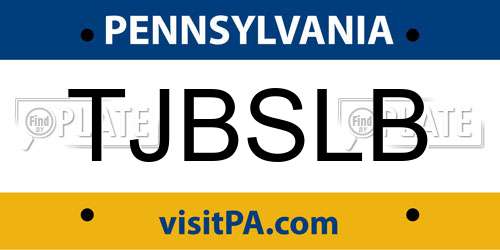TJBSLB Pennsylvania License Plate