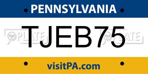 TJEB75 Pennsylvania License Plate