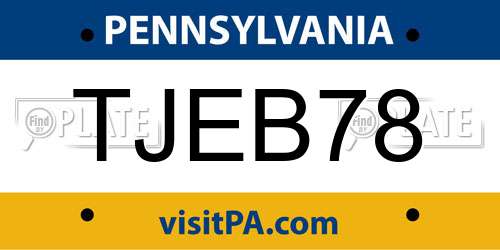 TJEB78 Pennsylvania License Plate