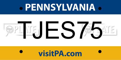 TJES75 Pennsylvania License Plate