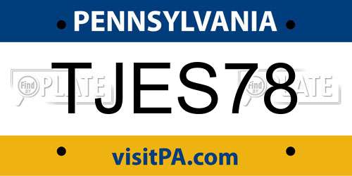 TJES78 Pennsylvania License Plate
