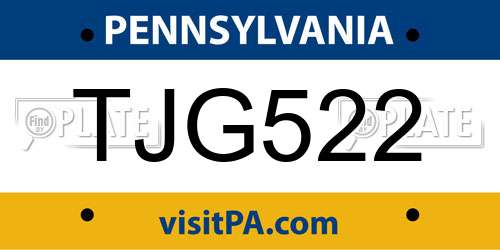 TJG522 Pennsylvania License Plate