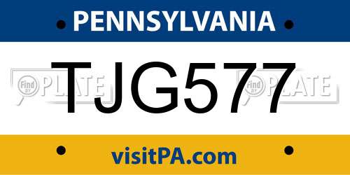 TJG577 Pennsylvania License Plate