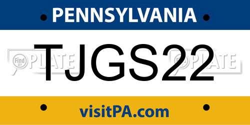 TJGS22 Pennsylvania License Plate