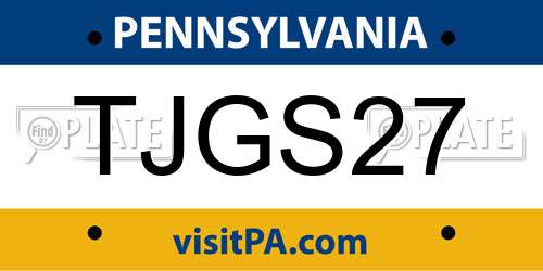 TJGS27 Pennsylvania License Plate