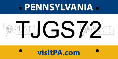 TJGS72 Pennsylvania License Plate