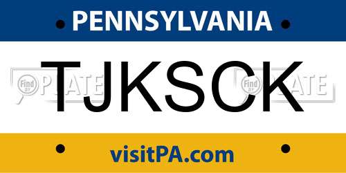 TJKSCK Pennsylvania License Plate