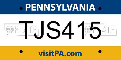 TJS415 Pennsylvania License Plate
