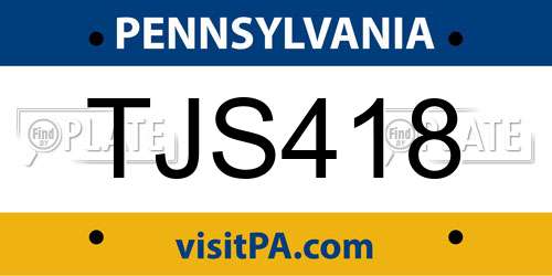 TJS418 Pennsylvania License Plate