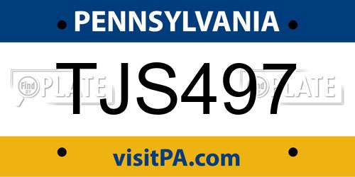 TJS497 Pennsylvania License Plate