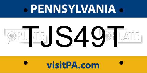 TJS49T Pennsylvania License Plate