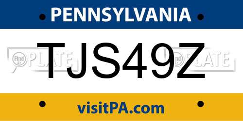 TJS49Z Pennsylvania License Plate