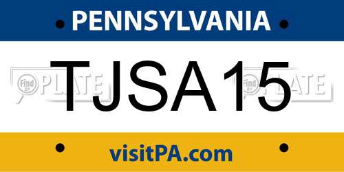 TJSA15 Pennsylvania License Plate